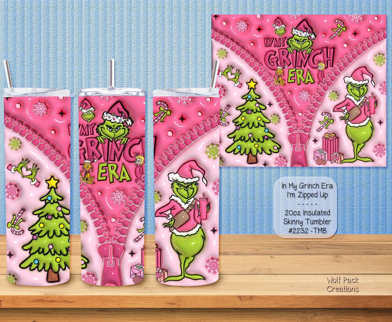 Get into the Grinch Era with Our 20 Ounce Stainless Steel Skinny Tumbler
