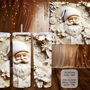 Carved Ivory Santa Insulated Skinny Tumbler - 20 Ounce Delight