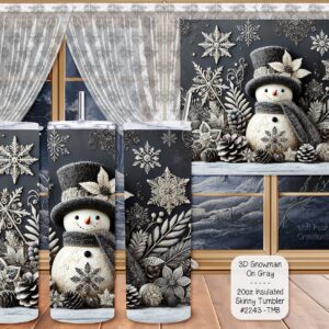 Stay Hydrated with Our Stainless Steel Skinny Tumbler - 20 Ounce Insulated Snowman