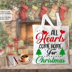 Beautiful White Polyester Tote Bag: All Hearts Come Home for Christmas
