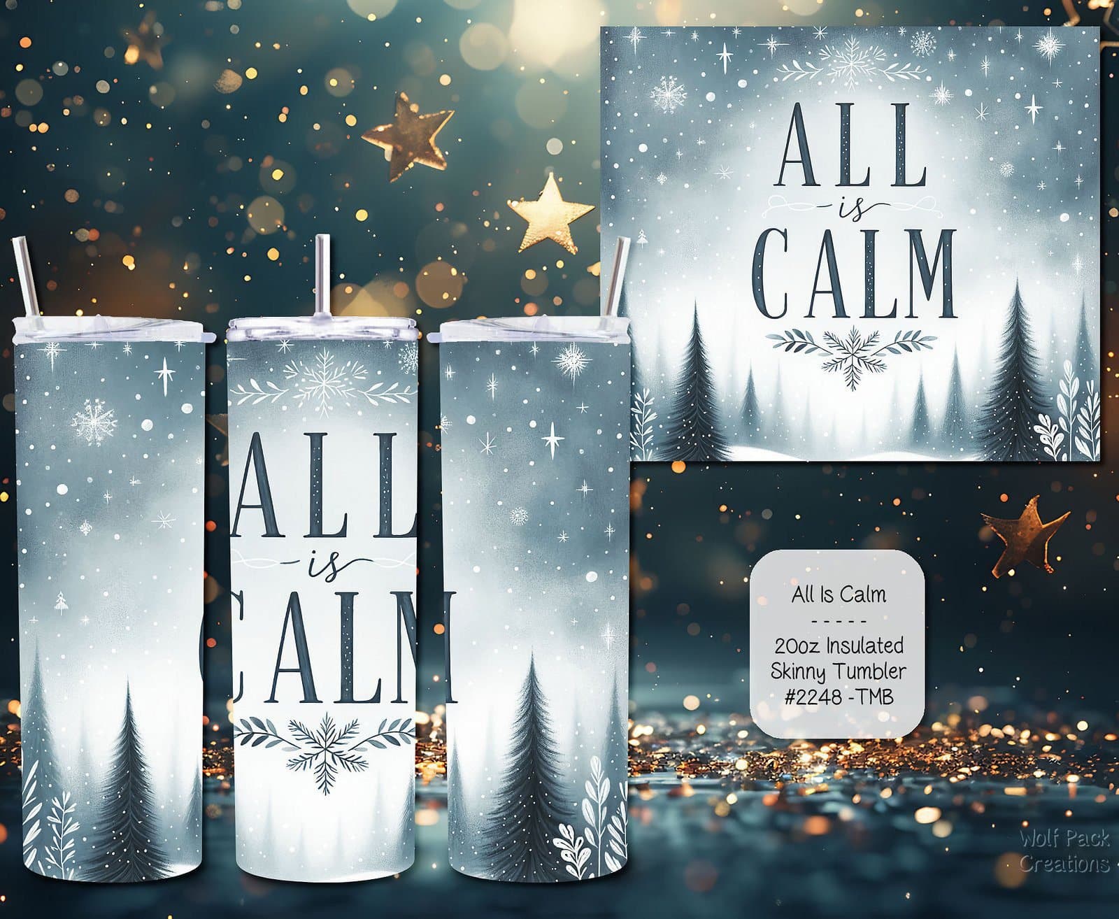 Explore the Elegance of Our 20 Ounce Stainless Steel Snowy Skinny Tumbler