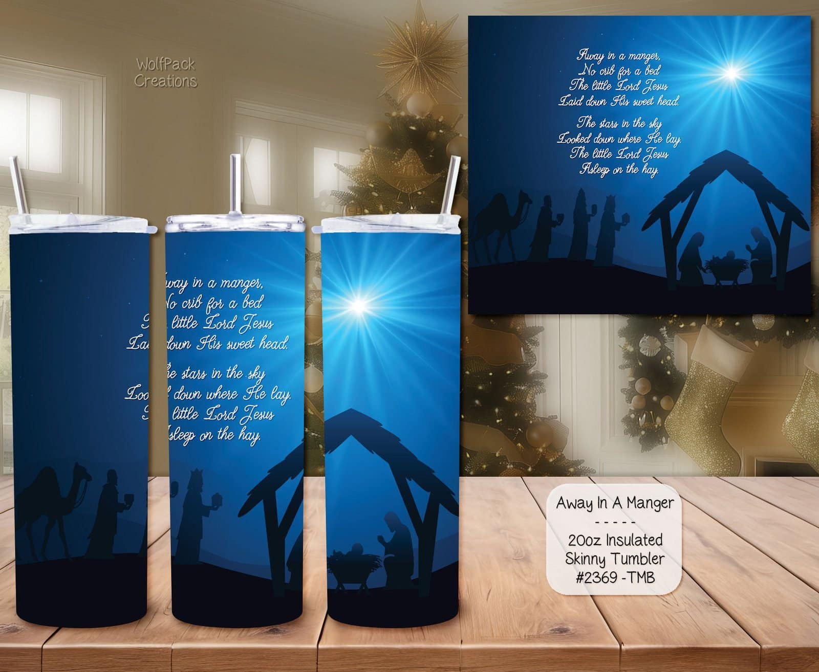 Insulated Stainless Steel Tumbler: Away in a Manger