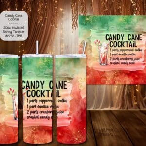 Stylish Holiday Stainless Steel Tumbler for Your Candy Cane Cocktails
