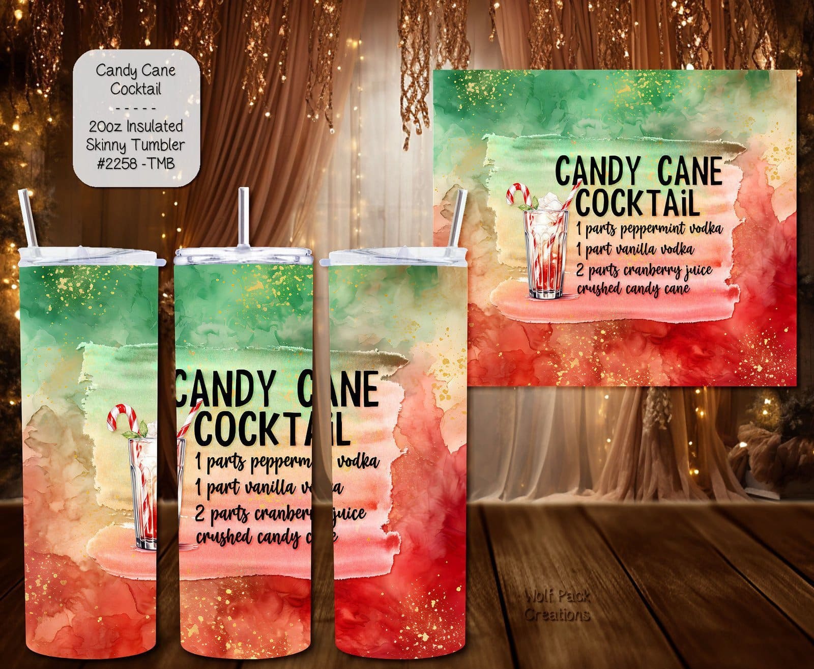 Stylish Holiday Stainless Steel Tumbler for Your Candy Cane Cocktails