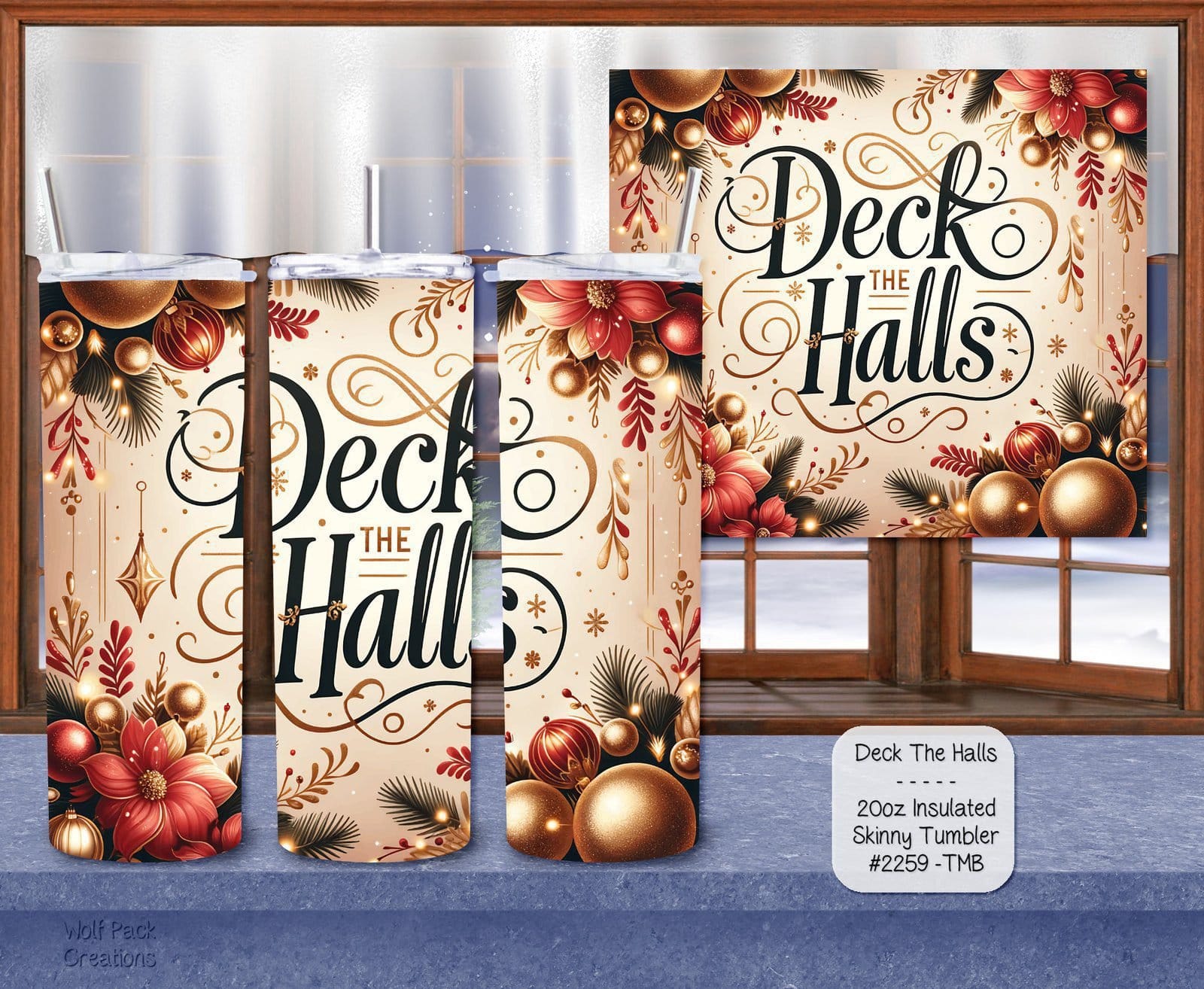 Stylish Holiday Stainless Steel Tumbler: Deck the Halls