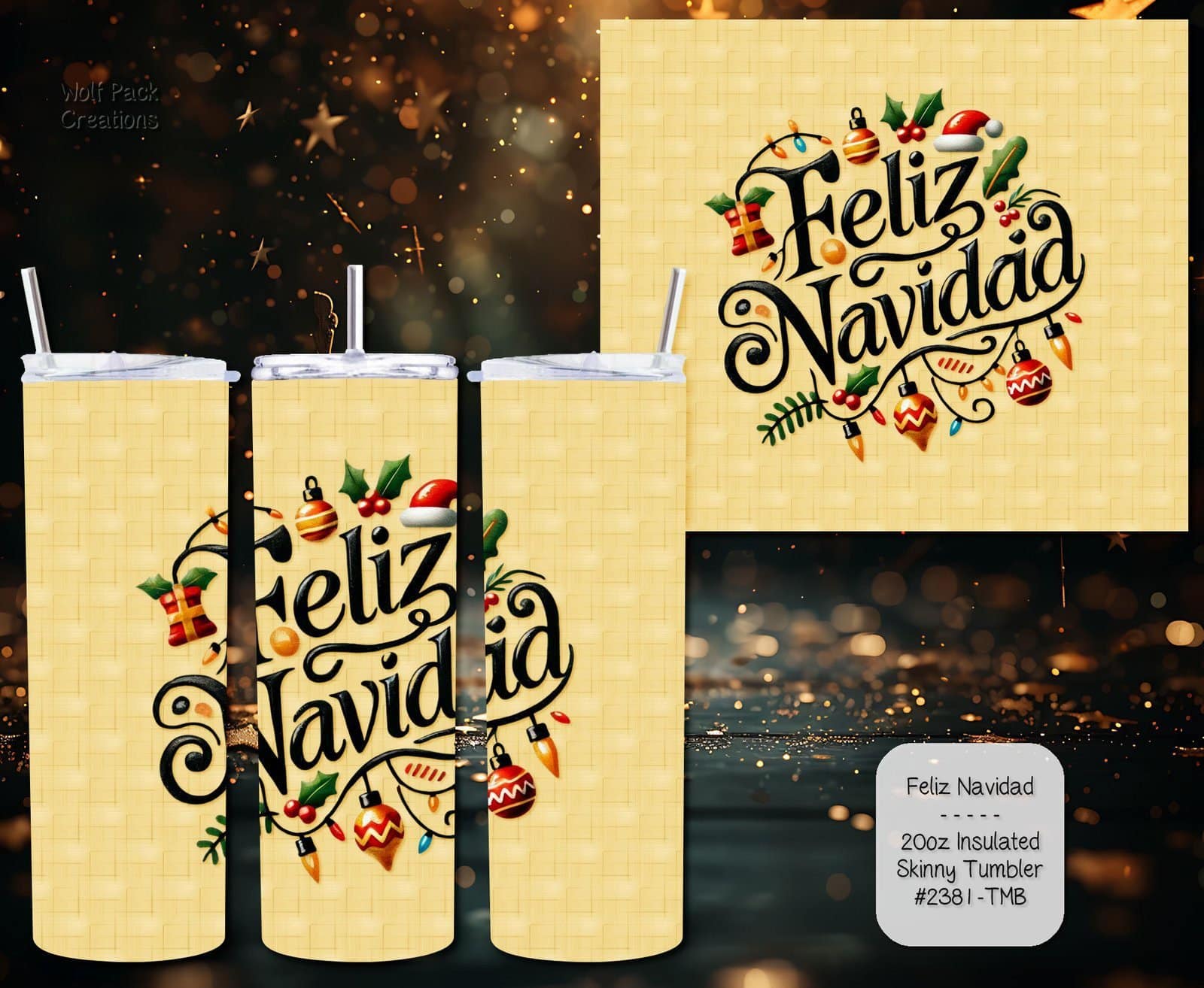 Stylish Holiday Stainless Steel Tumbler: Feliz Navidad