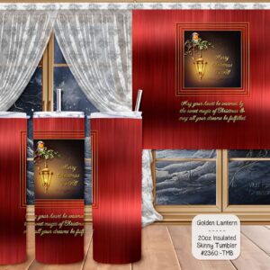 Beautiful and Stylish Holiday Stainless Steel Tumbler: Golden Lantern