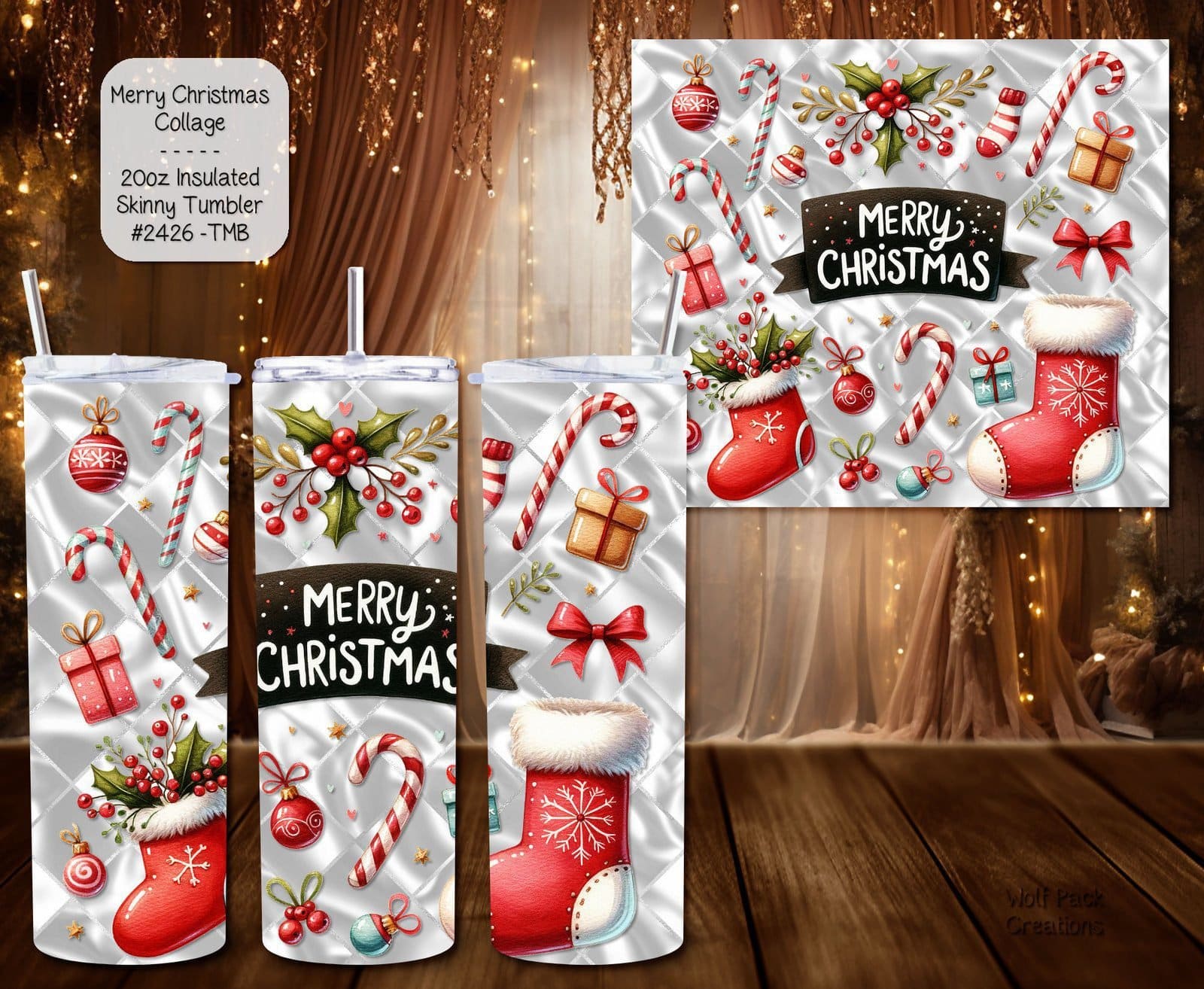 Beautiful Holiday Stainless Steel Tumbler: Merry Christmas