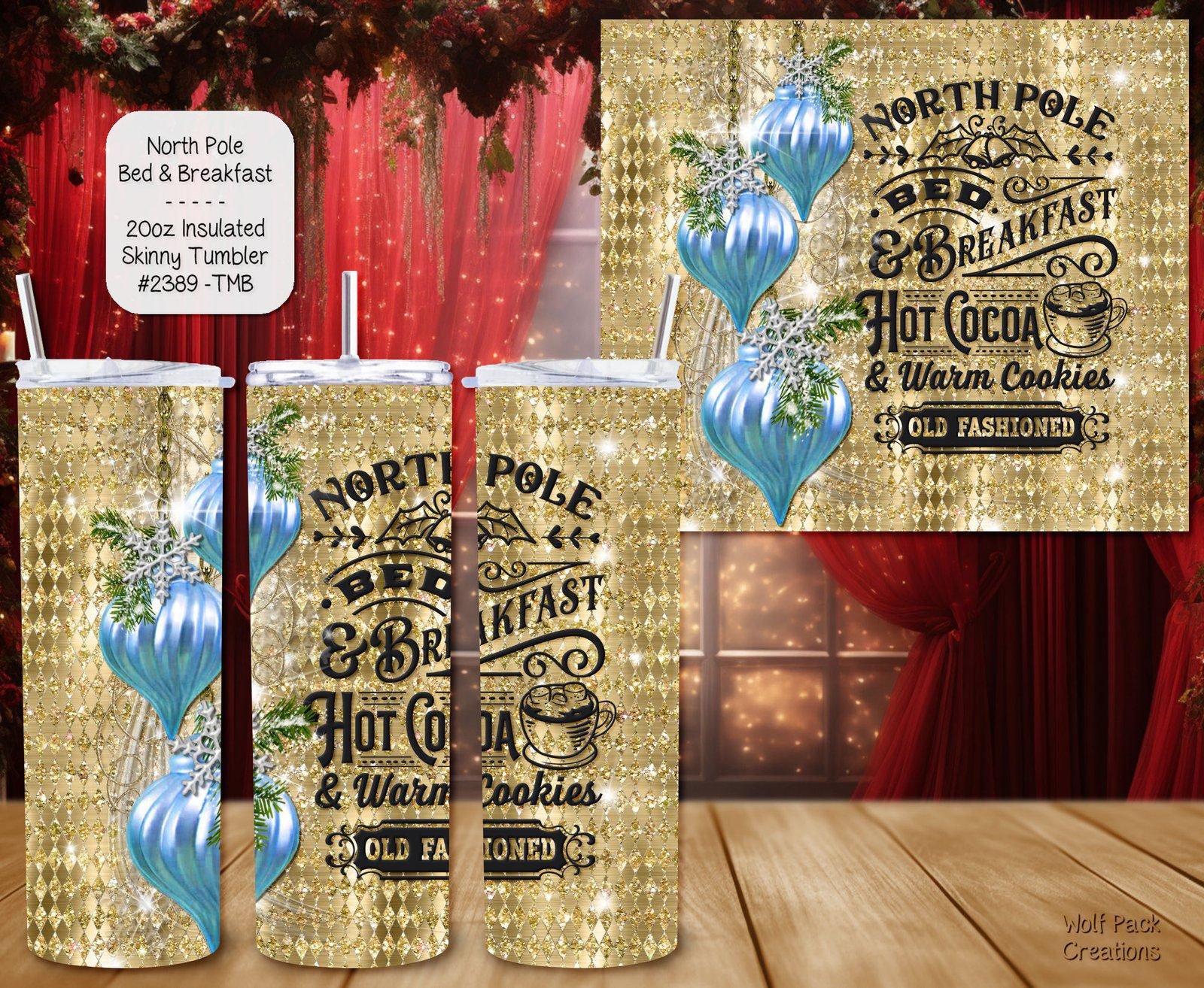 Beautiful Holiday Stainless Steel Tumbler: North Pole B&B