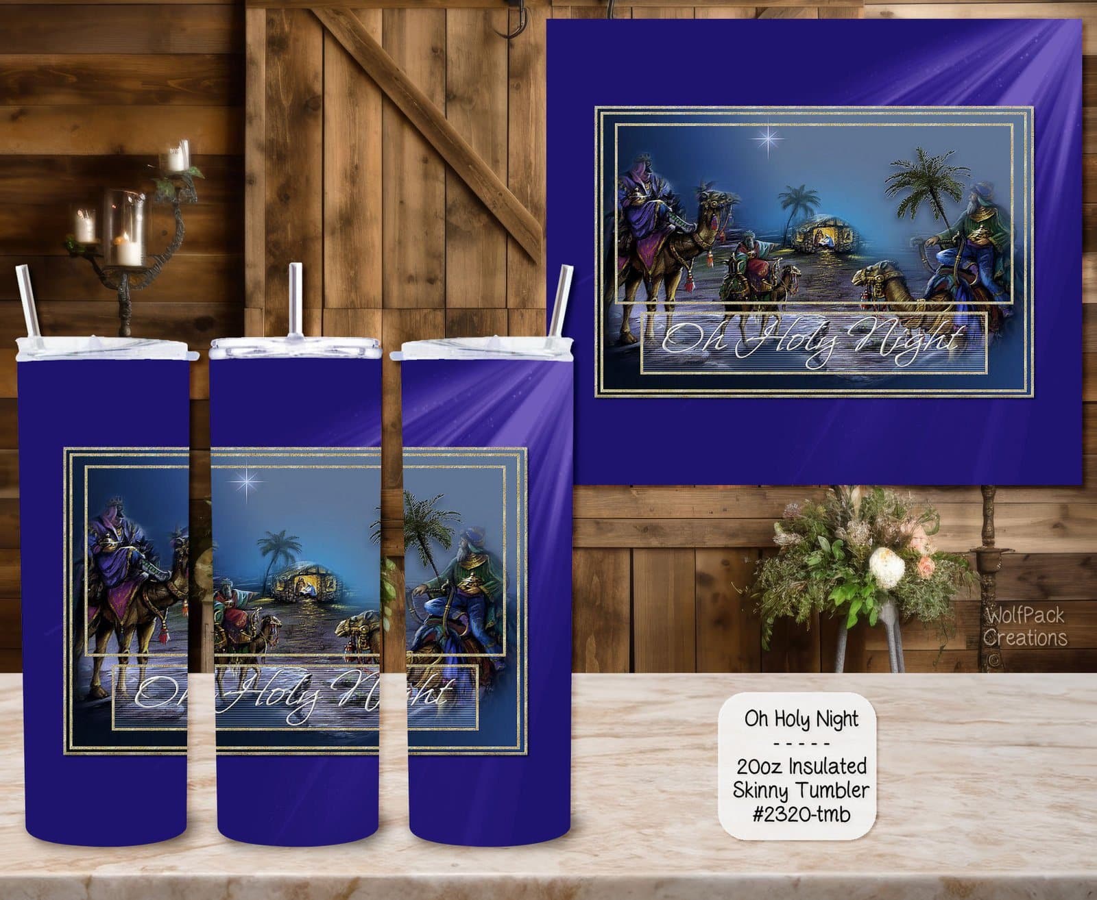 Beautiful Holiday Stainless Steel Tumbler: Oh Holy Night