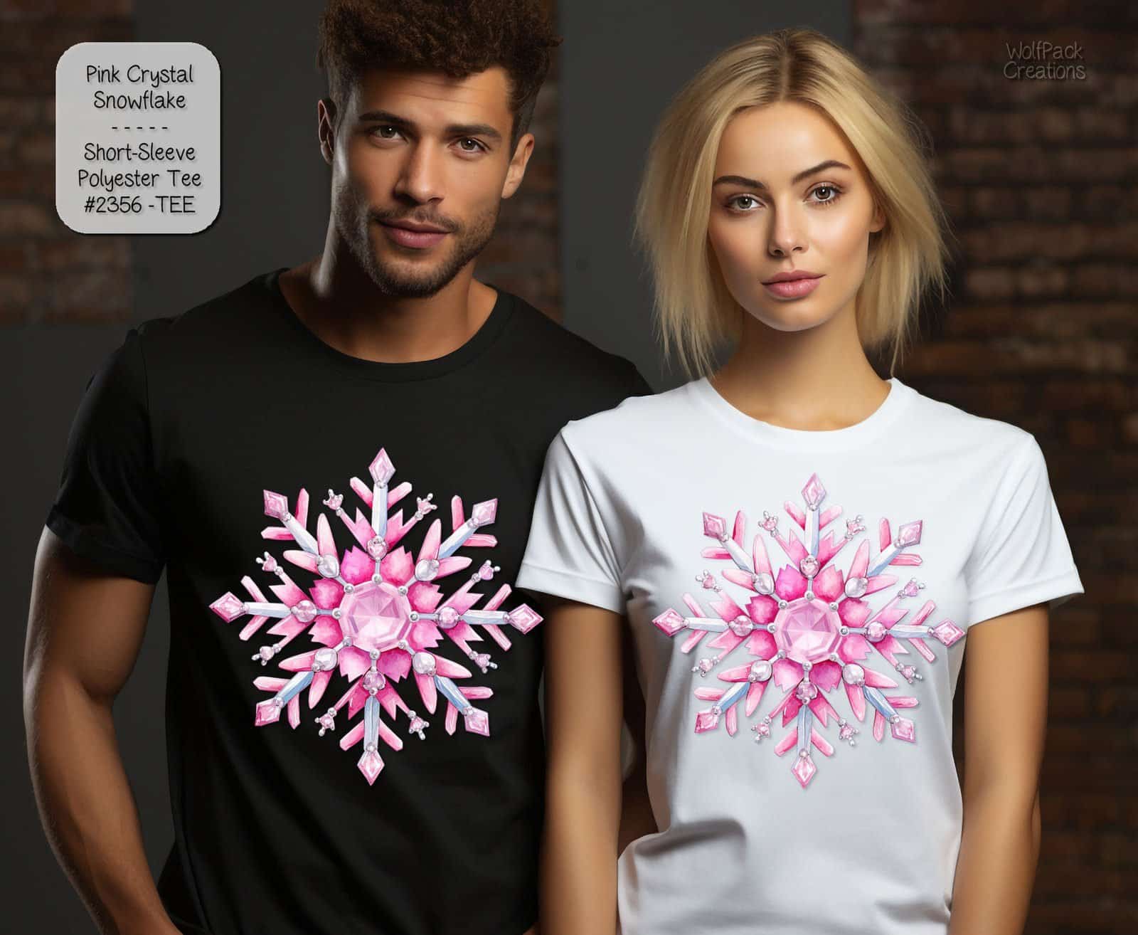 Beautiful Pink Crystal Snowflake Shirt