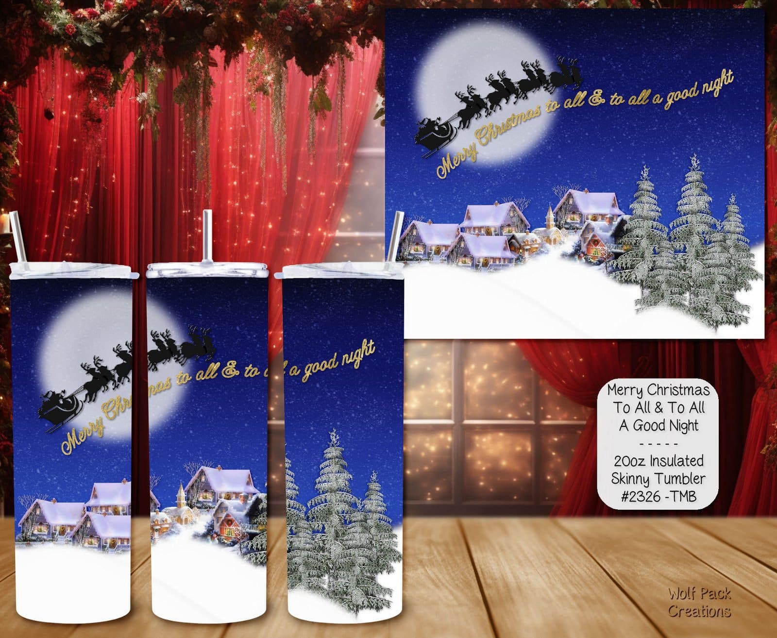 Beautiful Holiday Stainless Steel Tumbler: Merry Christmas to All