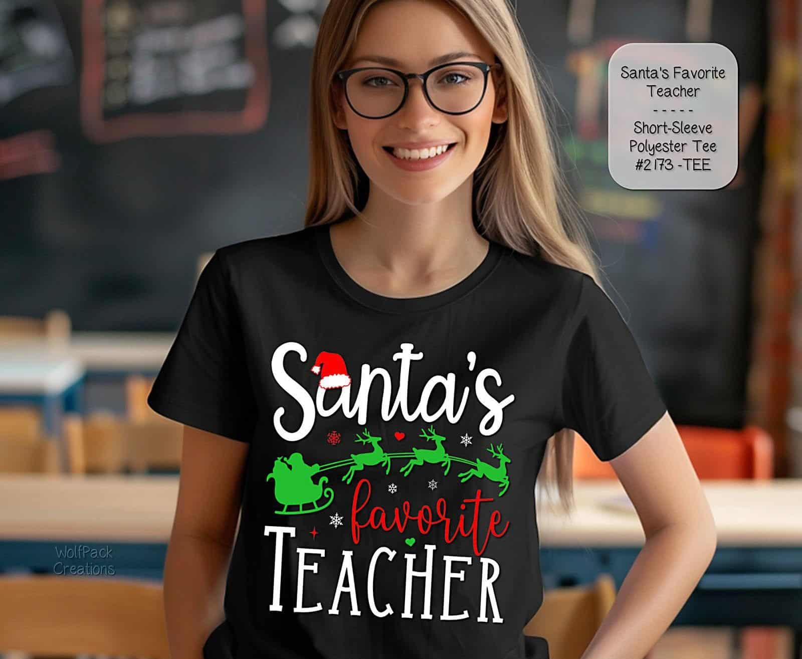 Beautiful Santa's Favorite Teacher Shirt