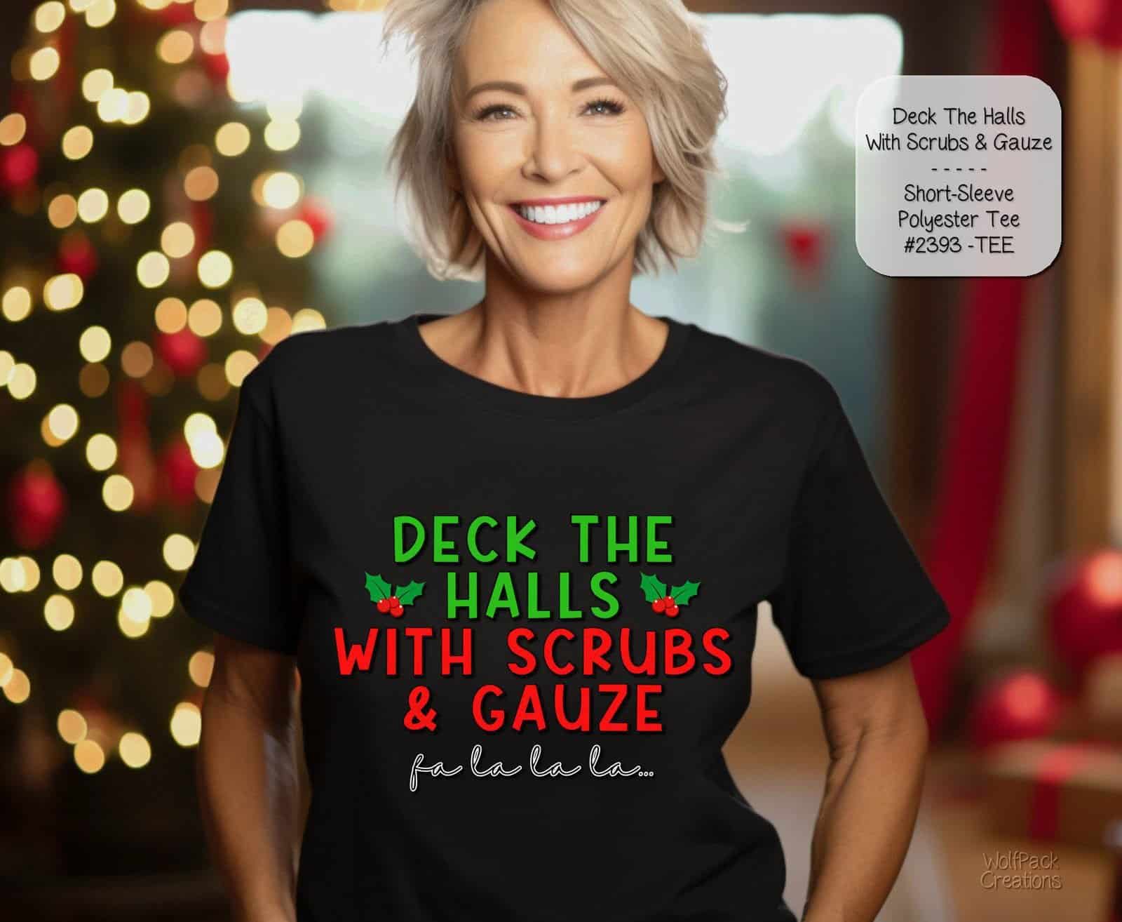 Beautiful Holiday Short Sleeve Shirt: Deck the Halls