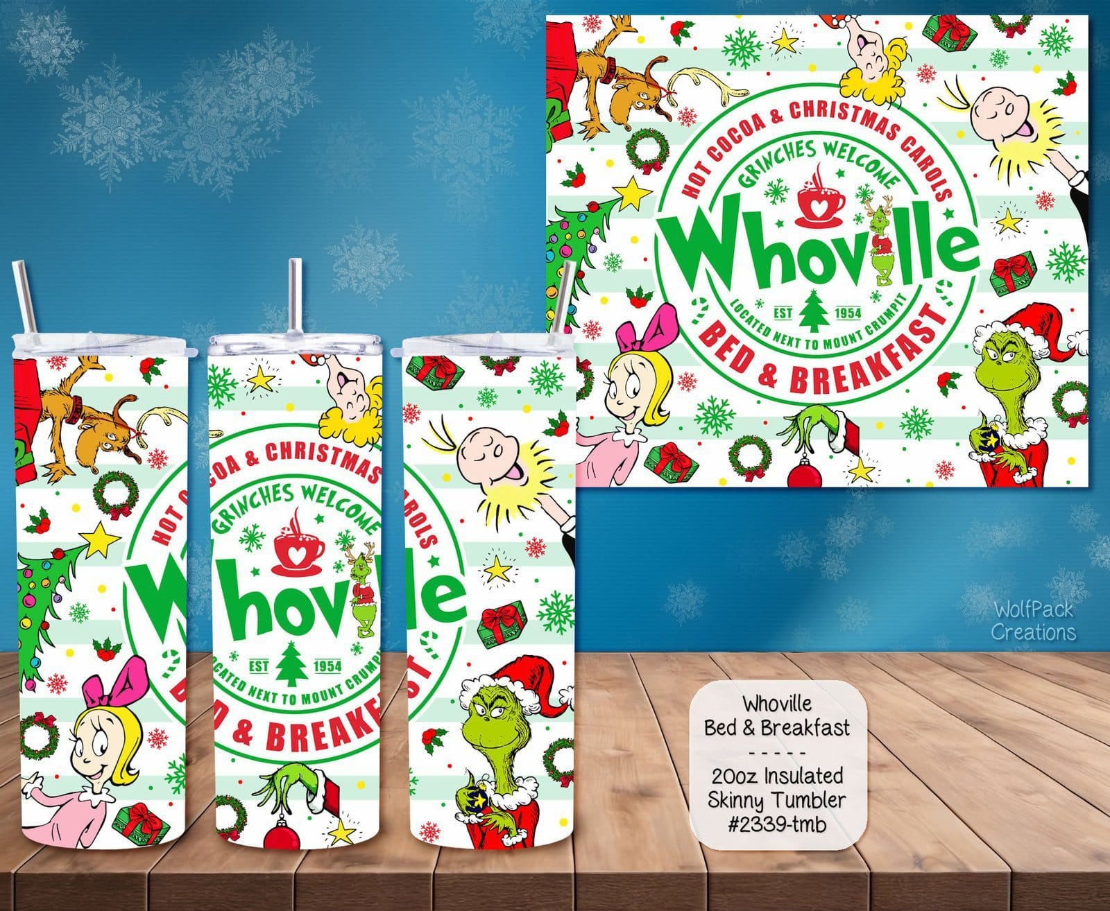 Beautiful Holiday Stainless Steel Tumbler: Whoville