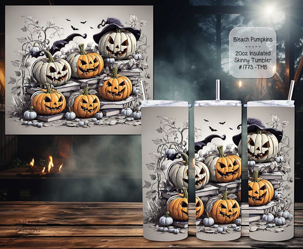 Beautiful Skinny Tumbler: 3D Bleach Pumpkins