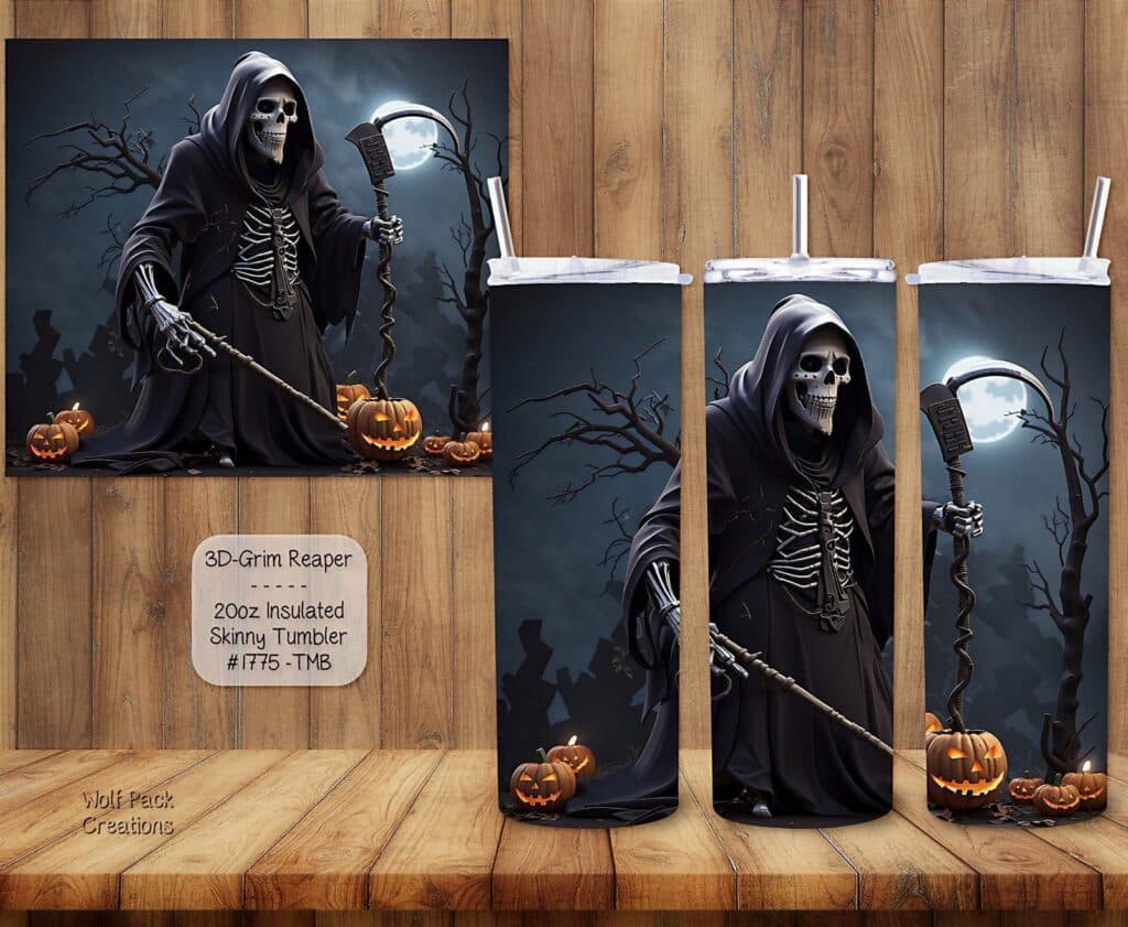 Beautiful Grim Reaper Stainless Steel Skinny Tumbler