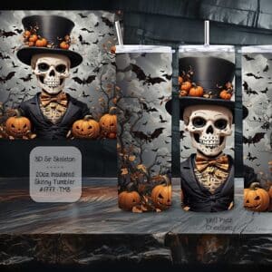 The Perfect Beautiful Skinny Tumbler featuring Sir Skeleton