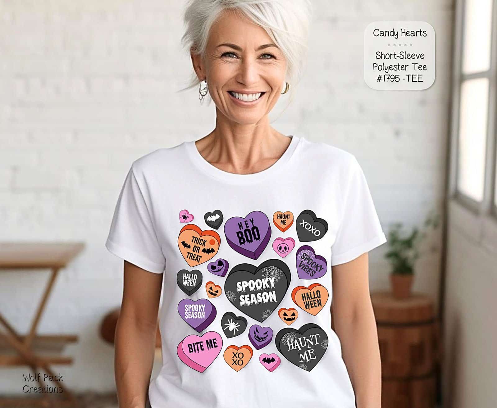 Vibrant Halloween Shirt featuring Candy Hearts