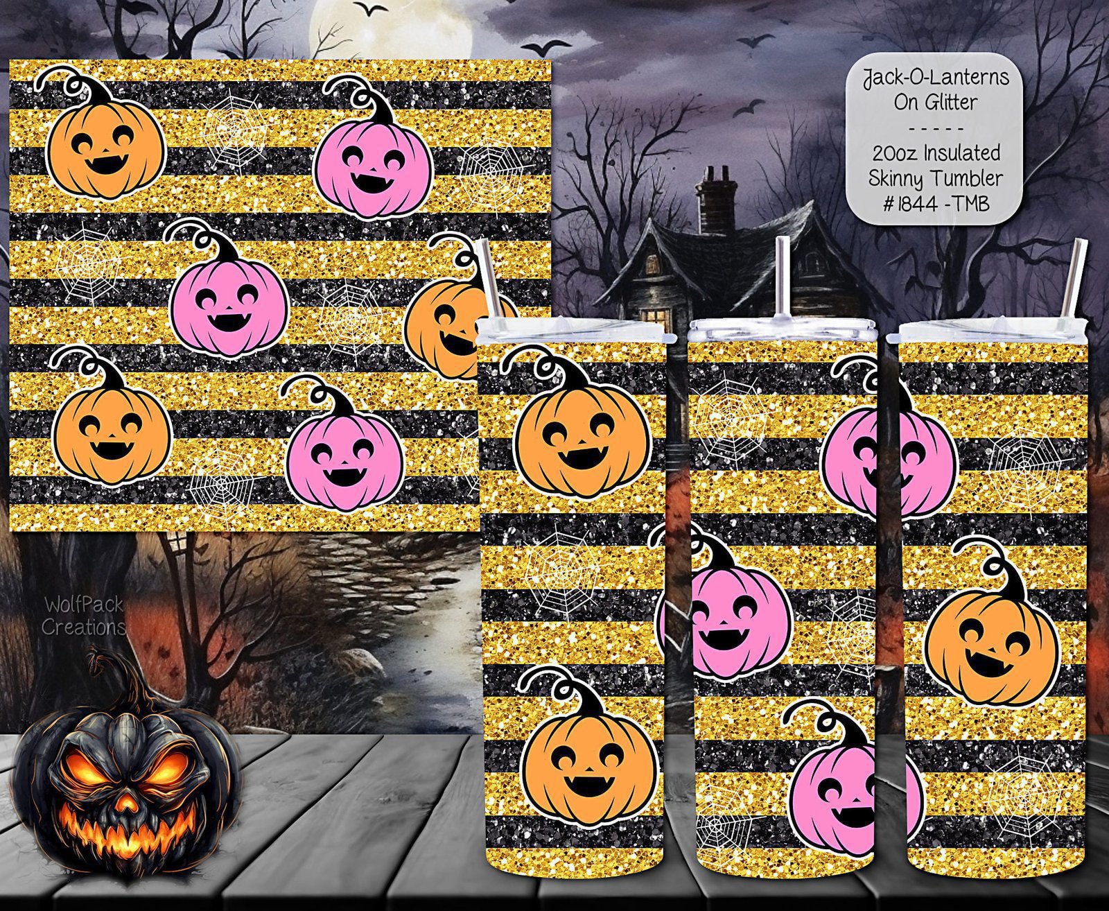 Intense Jack-o'-Lanterns and Glitter Tumbler