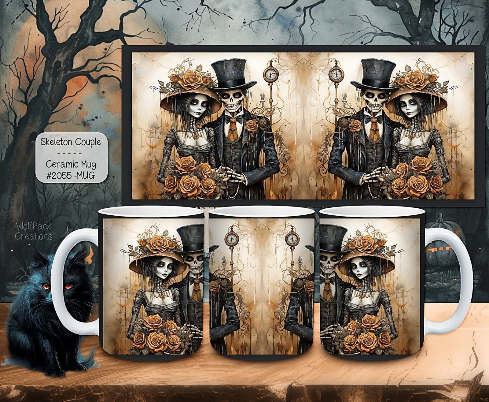 Skeleton-Themed Ceramic Coffee Mugs: Perfect for A Spooky Couple