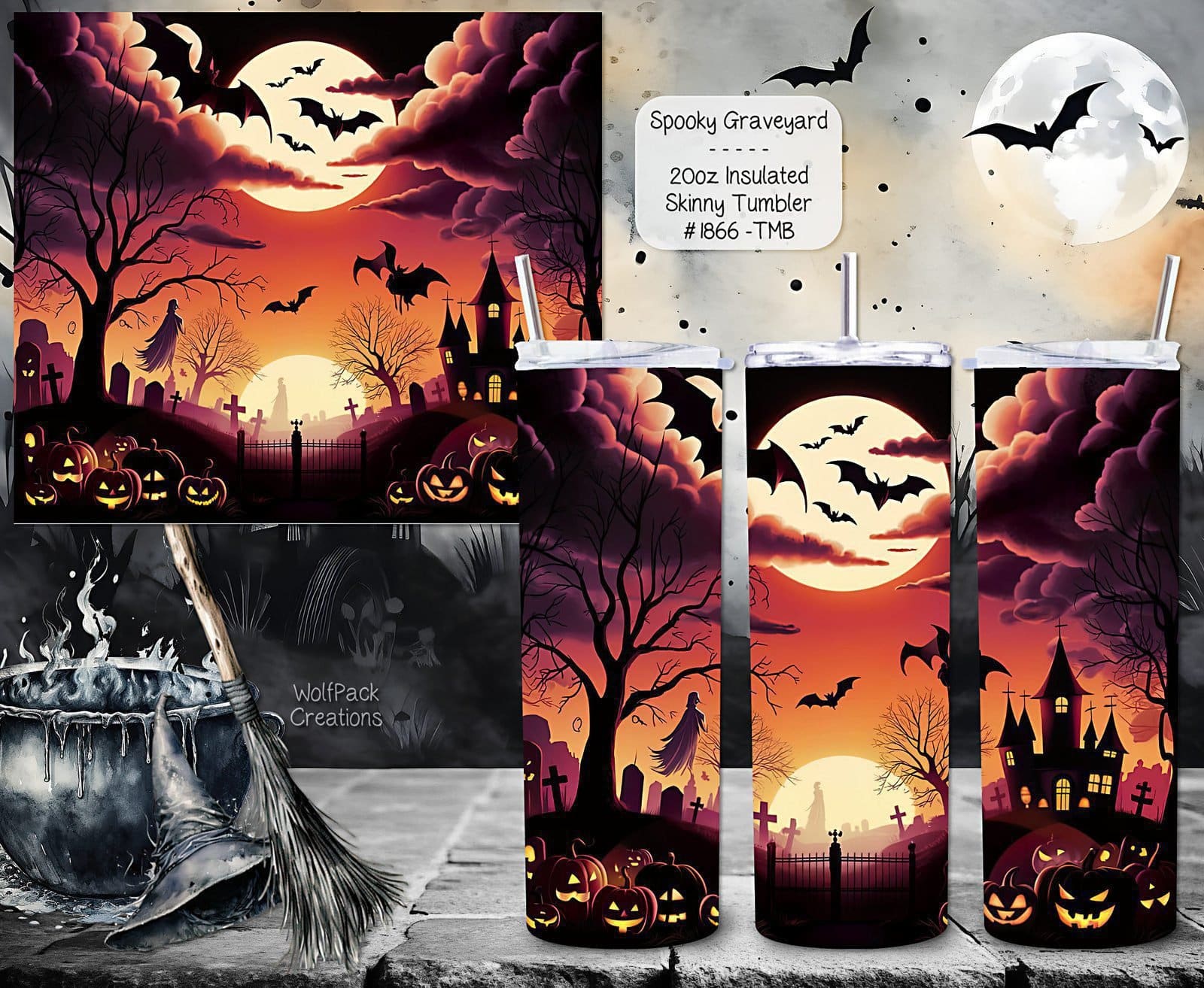 Enchanting Spooky Graveyard Tumbler