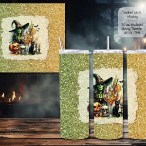 Sip in Style with Our Insulated 20 Ounce Stainless Steel Wicked Witch Whiskey Skinny Tumbler