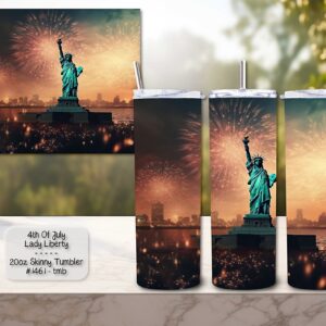 Fireworks and Lady Liberty on a Skinny Tumbler