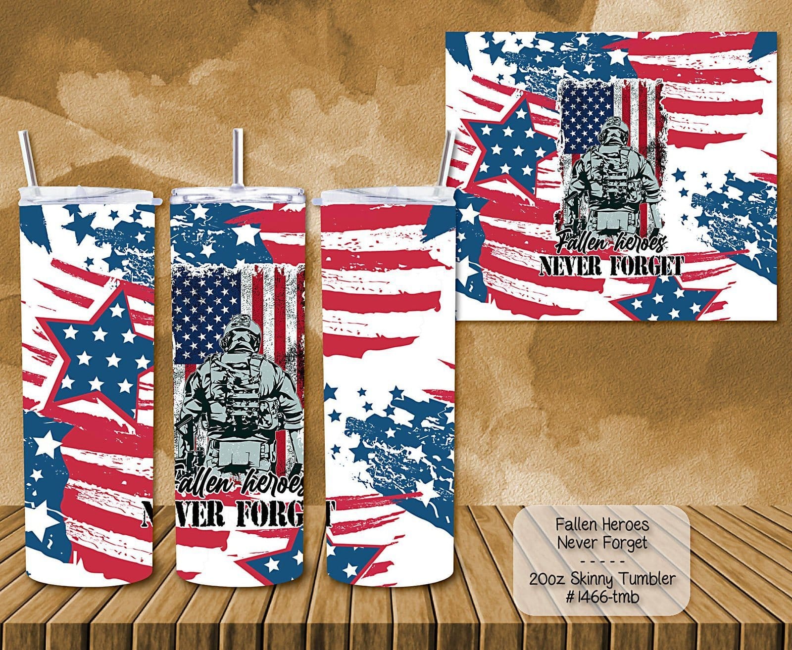 Skinny Tumbler: Fallen Heroes, Never Forget