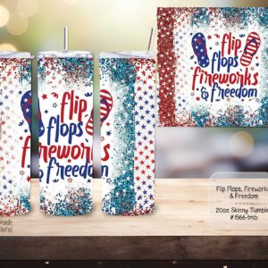 Beautiful Flip Flops & Fireworks Design on a Skinny Tumbler