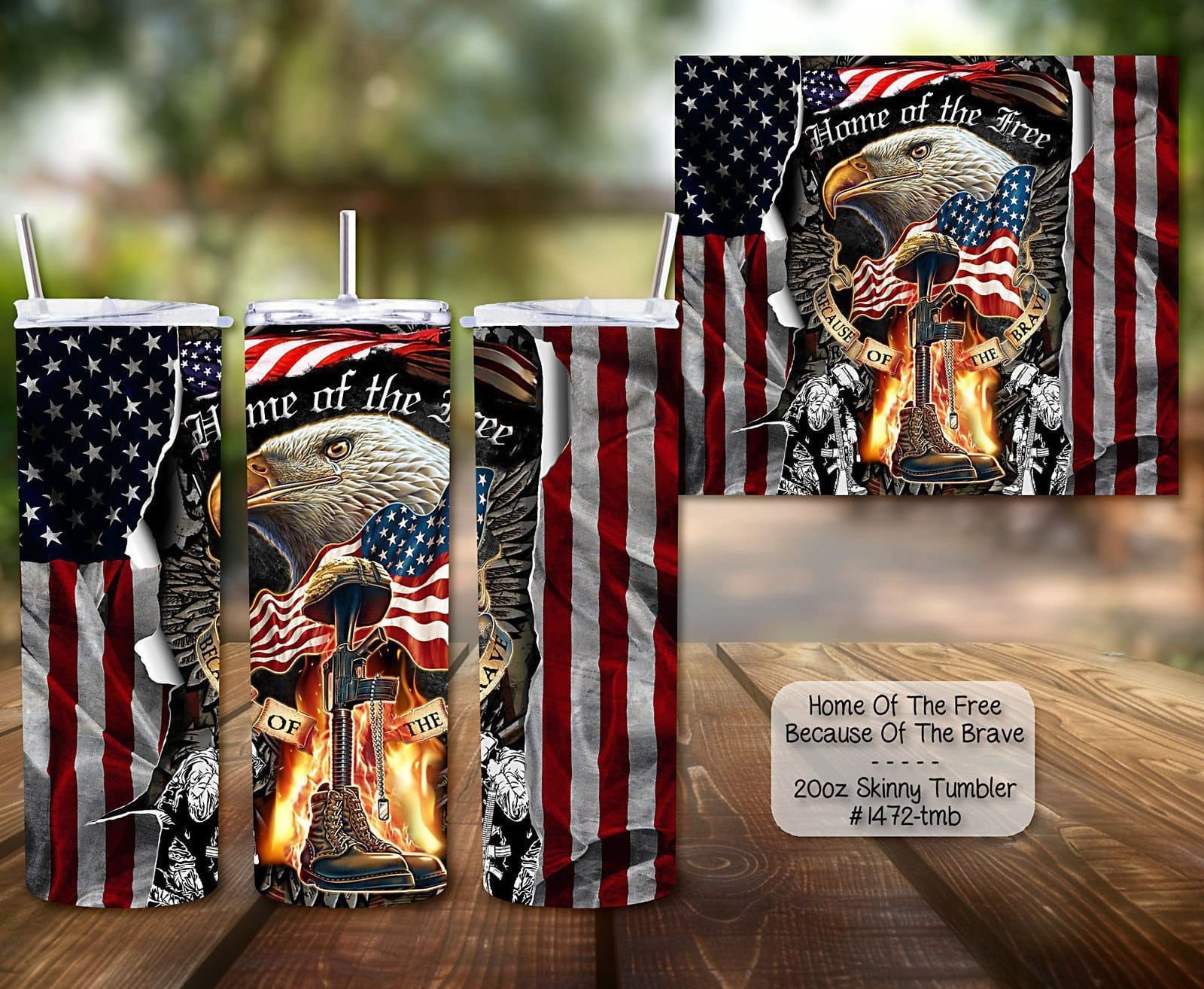 Home of the Free Because of the Brave Skinny Tumbler