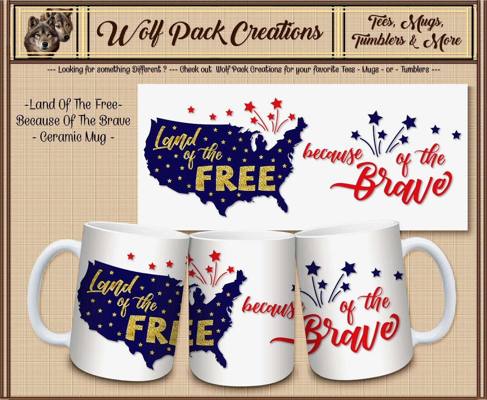 Patriotic Land of the Free Ceramic Mug