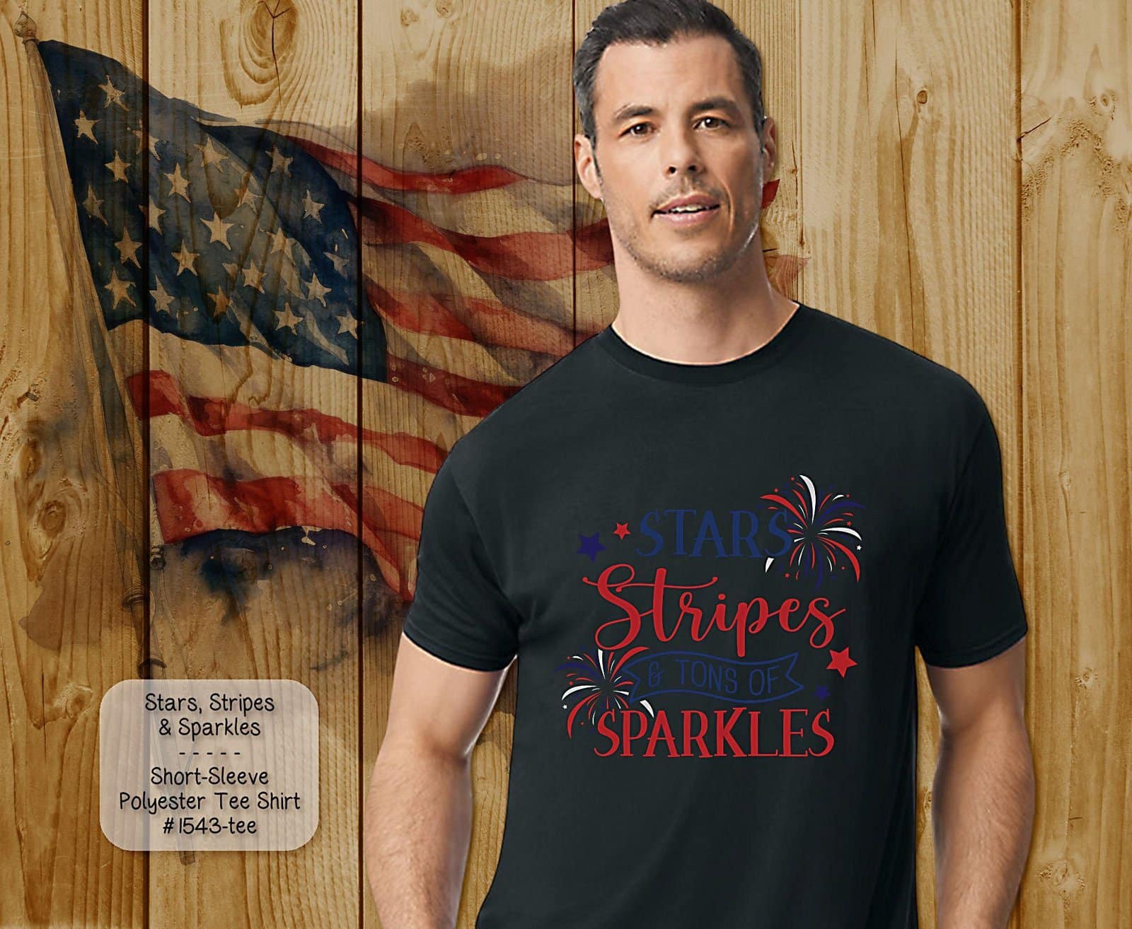 Beautiful Stars Stripes & Sparkles Design on Short Sleeve Shirt
