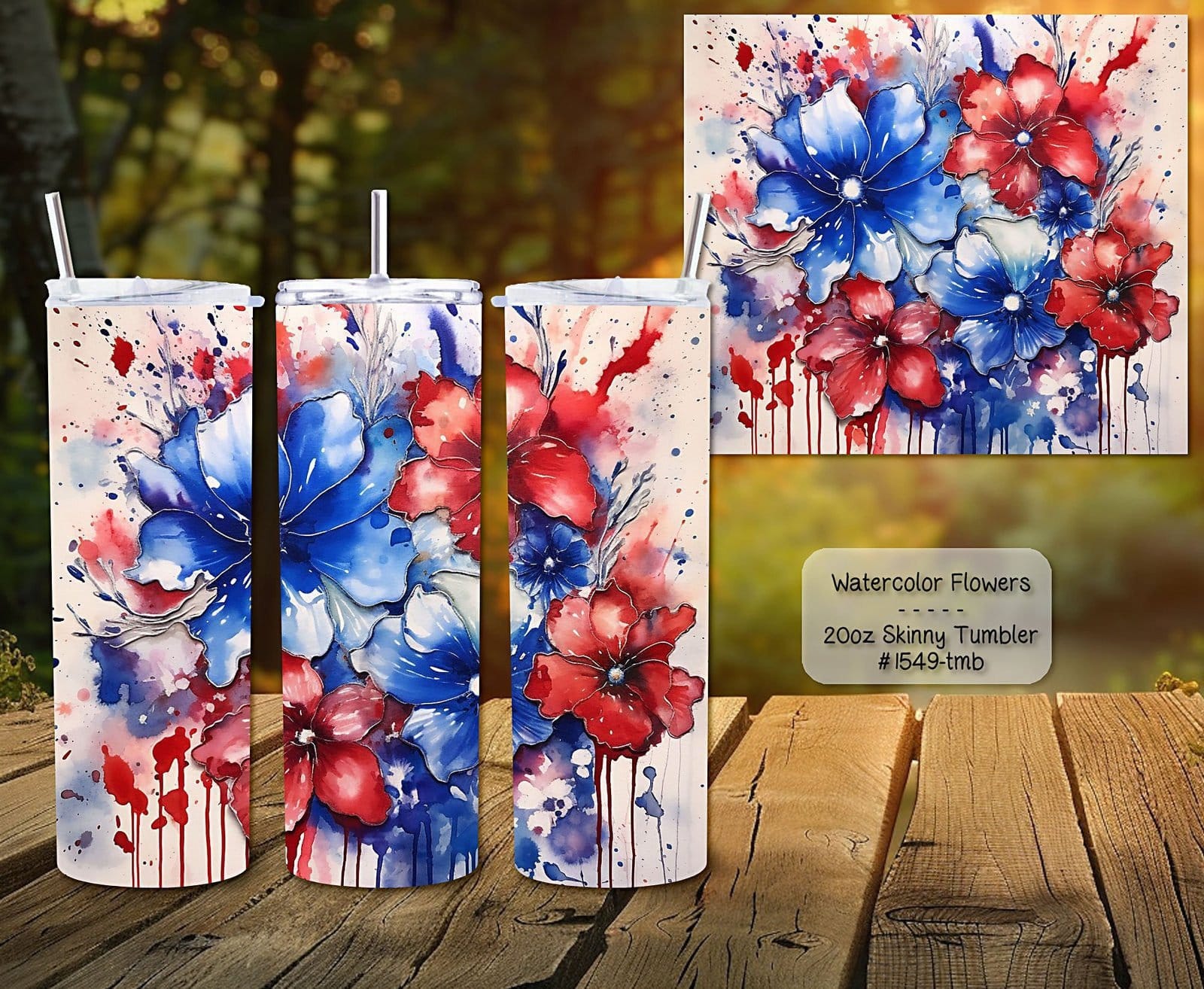 Beautiful Watercolor Flowers on a Skinny Tumbler