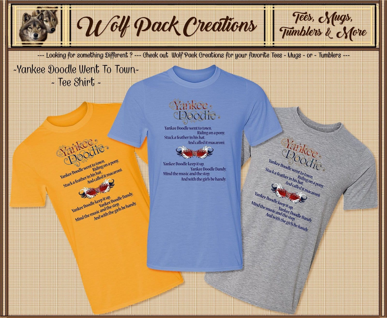 Yankee Doodle Dandy Song on a Beautiful Short Sleeve T-Shirt
