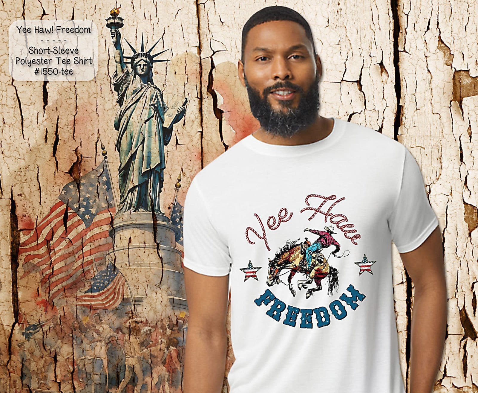 Beautiful Yee Haw Freedom Design on Short Sleeve Shirt
