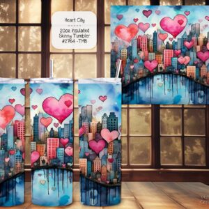 Heart City Stainless Steel Tumbler - Vacuum Insulated Cup for Valentine's Day