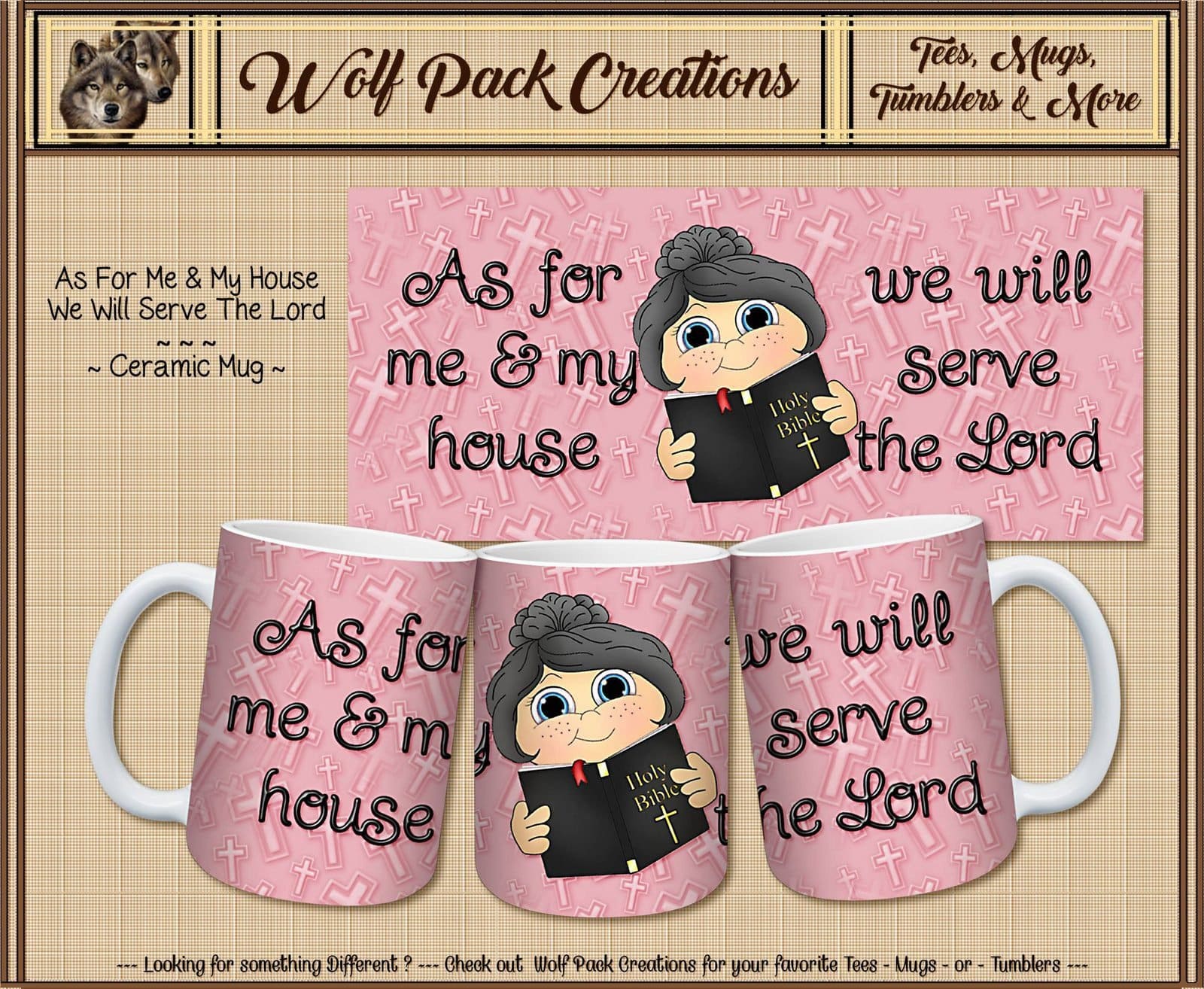 Beautiful Ceramic Mug: As For Me & My House, We Will Serve the Lord