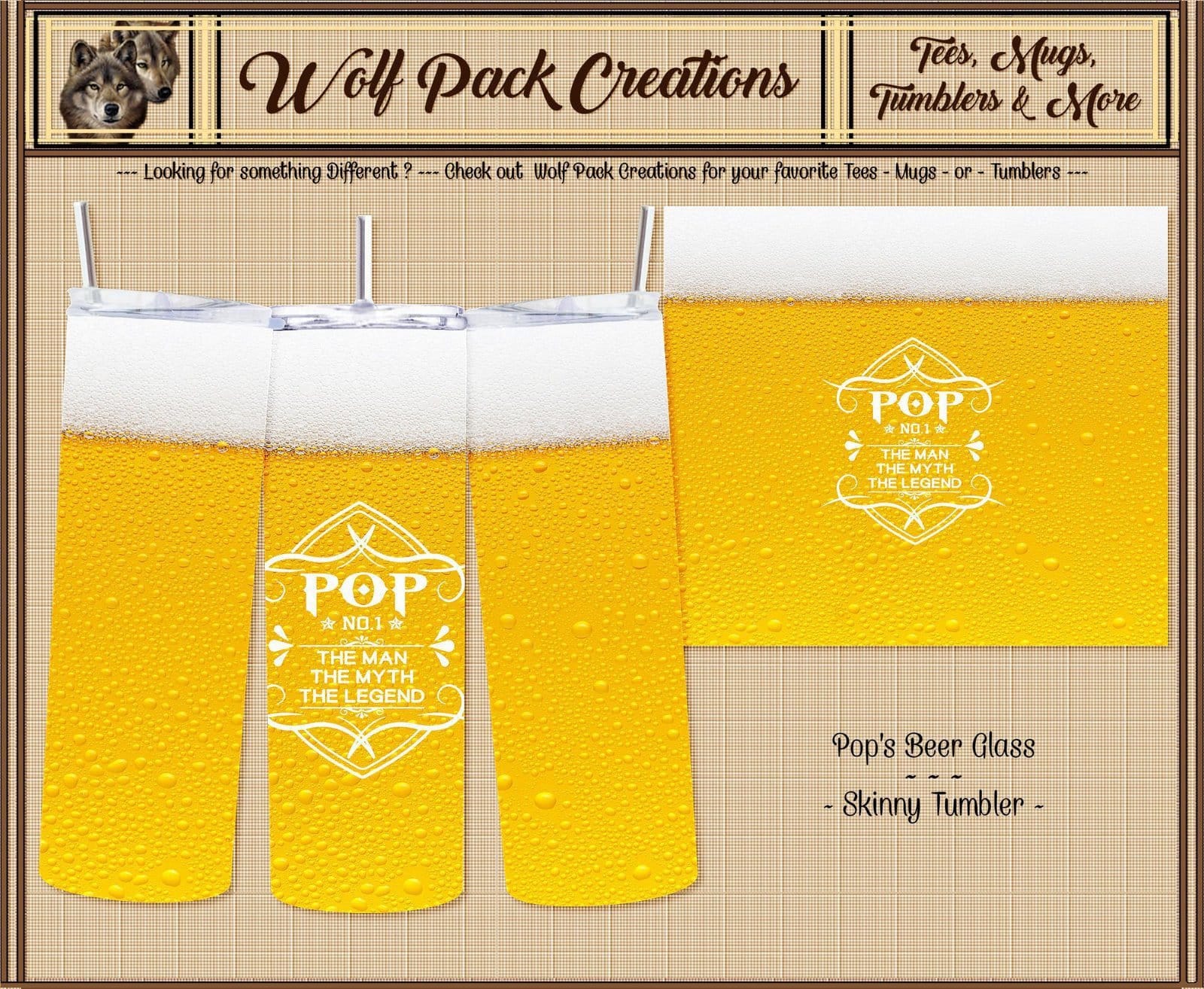 Beautiful Skinny Tumbler: Pop: The Man, The Myth, The Legend