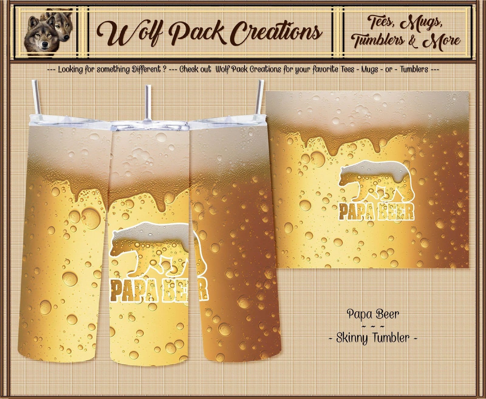 Beautiful Skinny Tumbler: Papa Beer