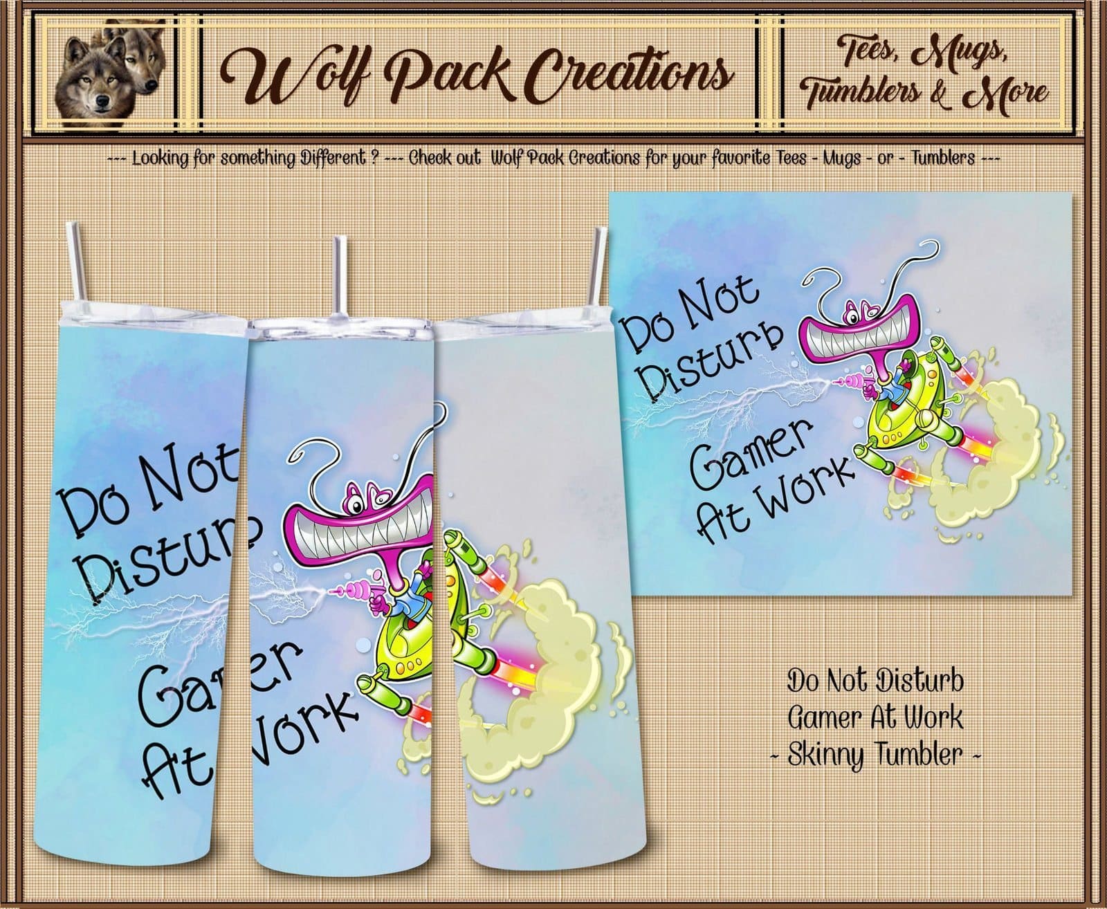 Do Not Disturb, Gamer at Work Beautiful Skinny Tumbler