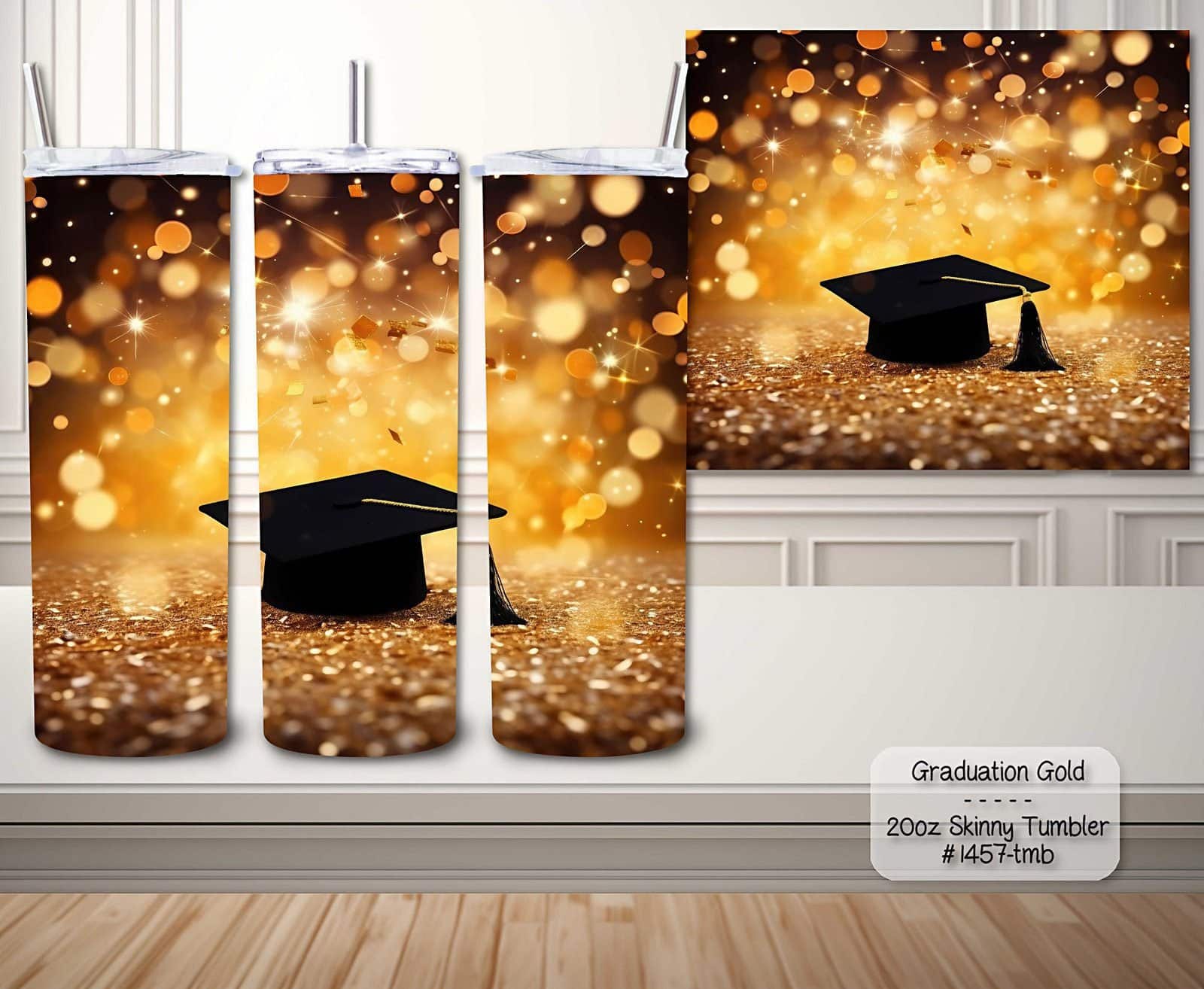 Beautiful Skinny Tumbler: Graduation Gold