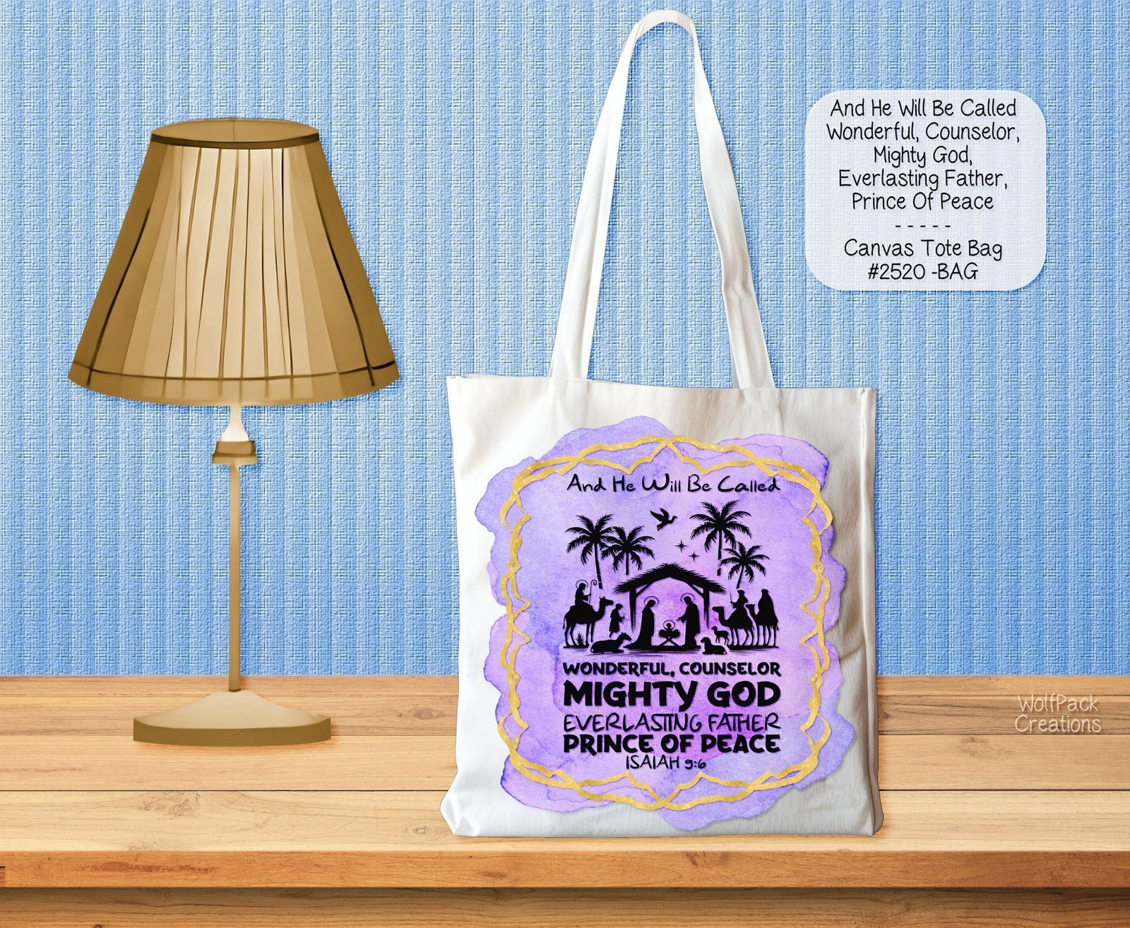 Beautiful White Polyester Tote Bag: And He Will be Called Mighty God