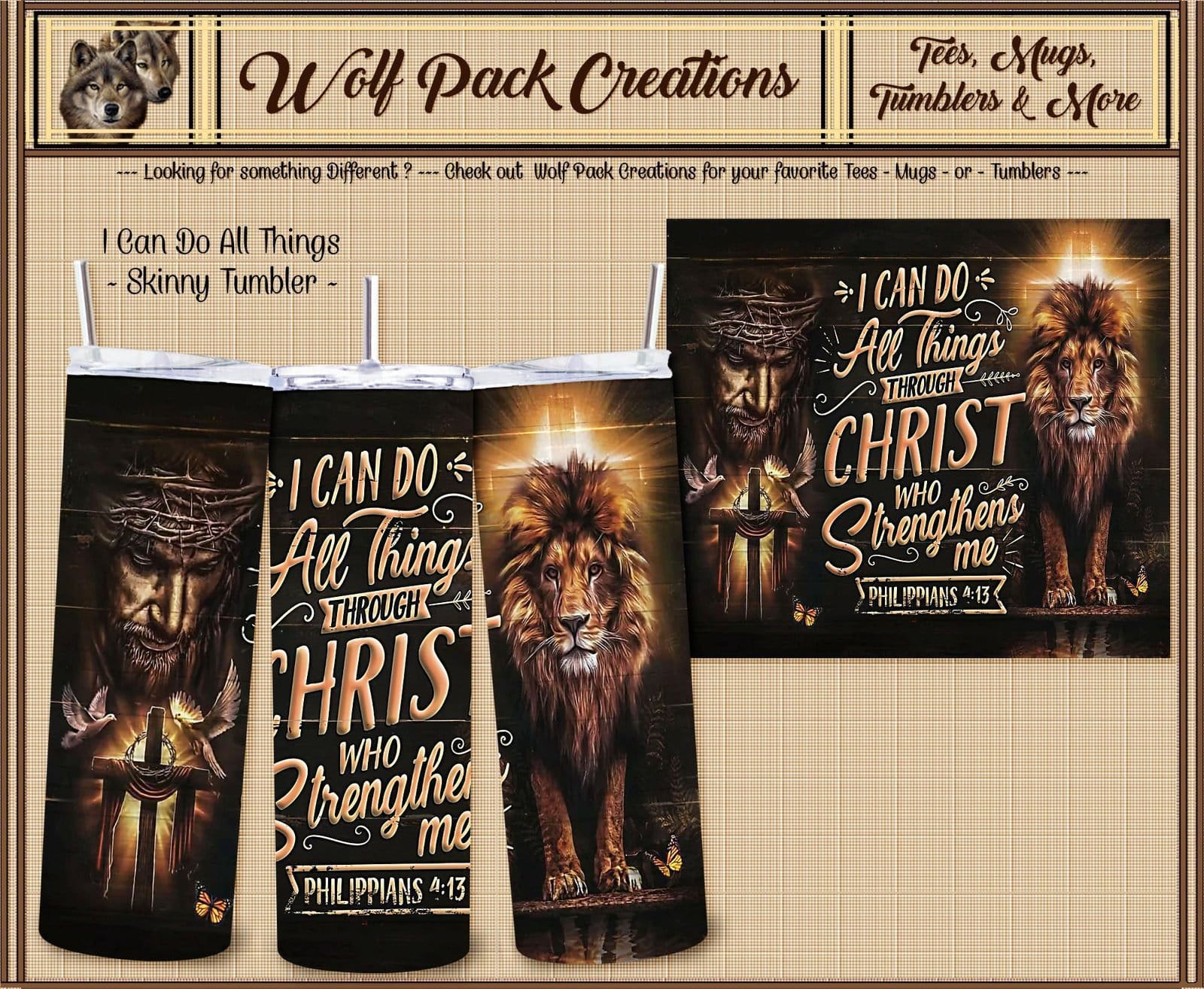Beautiful Tumbler Featuring Philippians 4:13