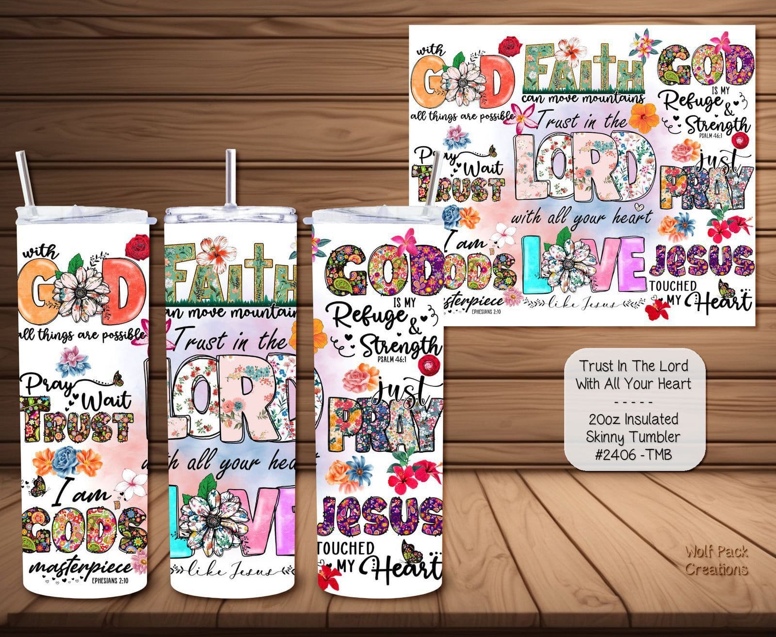 Beautiful Holiday Stainless Steel Tumbler: Trust in the Lord