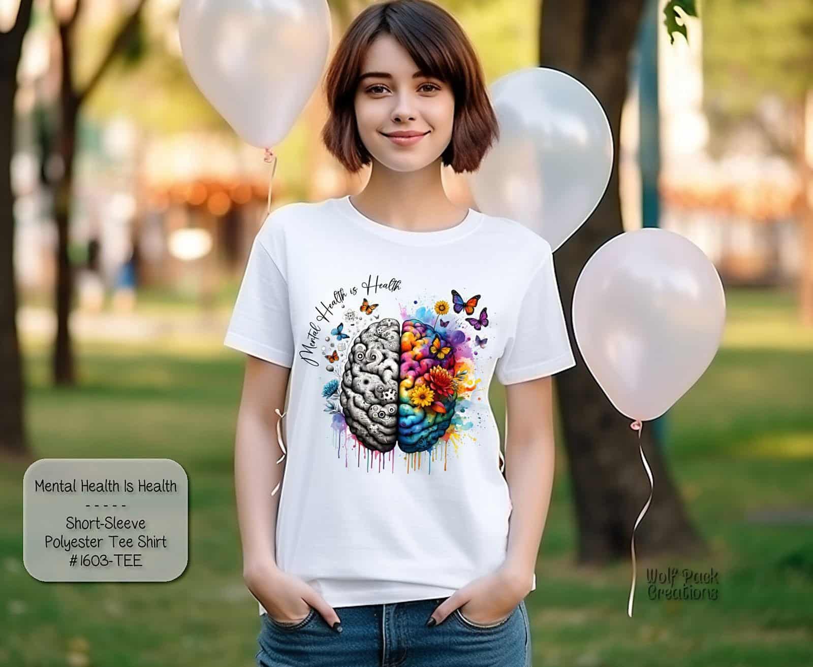 Beautiful Healthy Brain Design on Short Sleeve Shirt