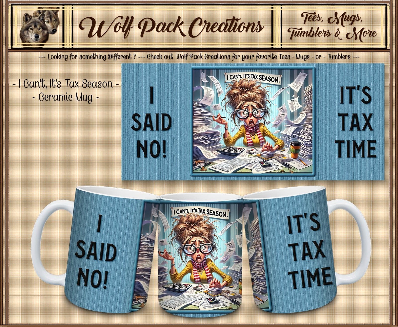 Amusing Ceramic Mug for Tax Time Stress