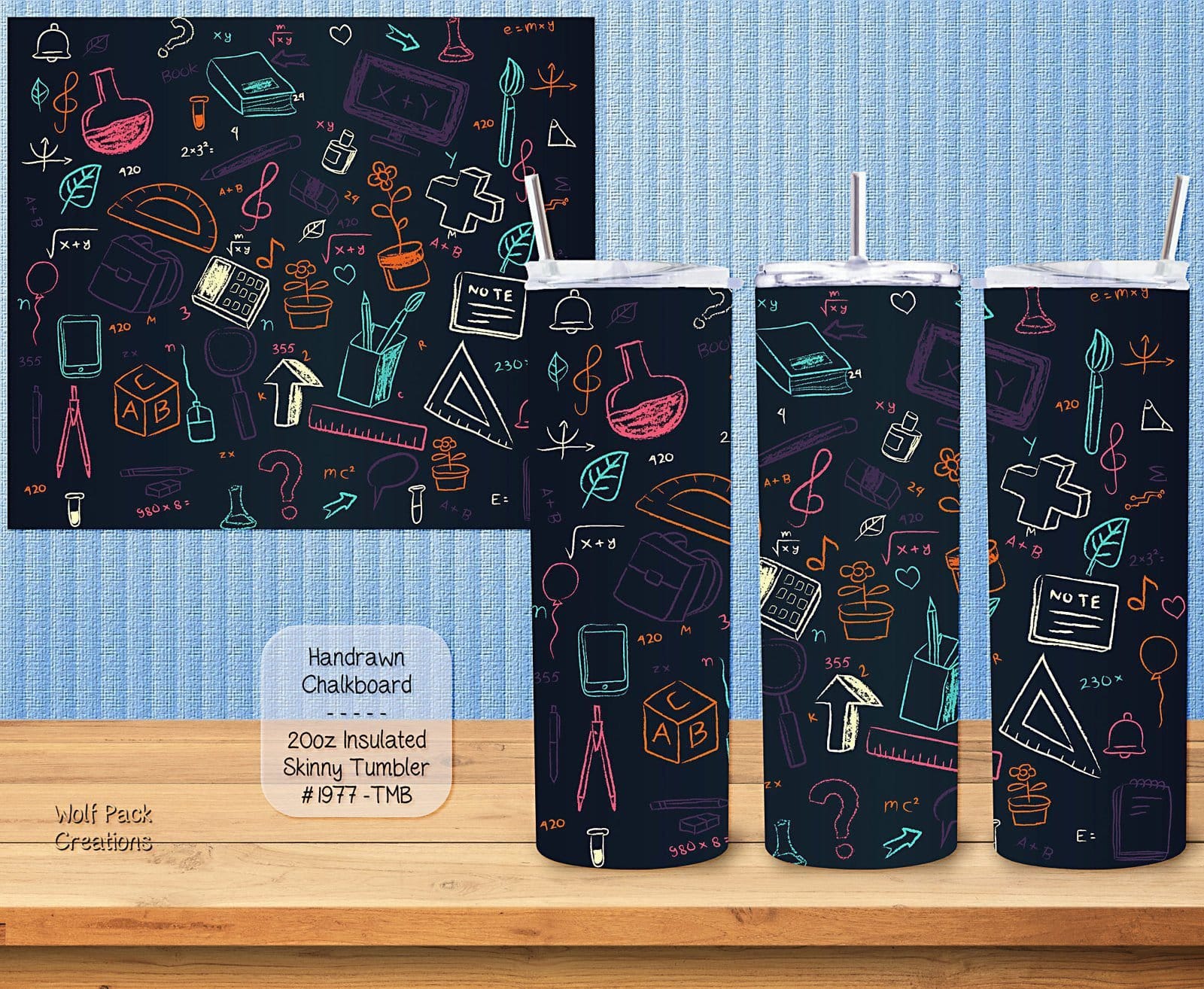 The Ultimate Chalkboard Design Stainless Steel Skinny Tumbler