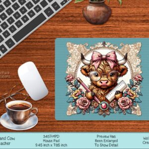 Highland Cow Teacher Mousepad - Adorable Design for Educators