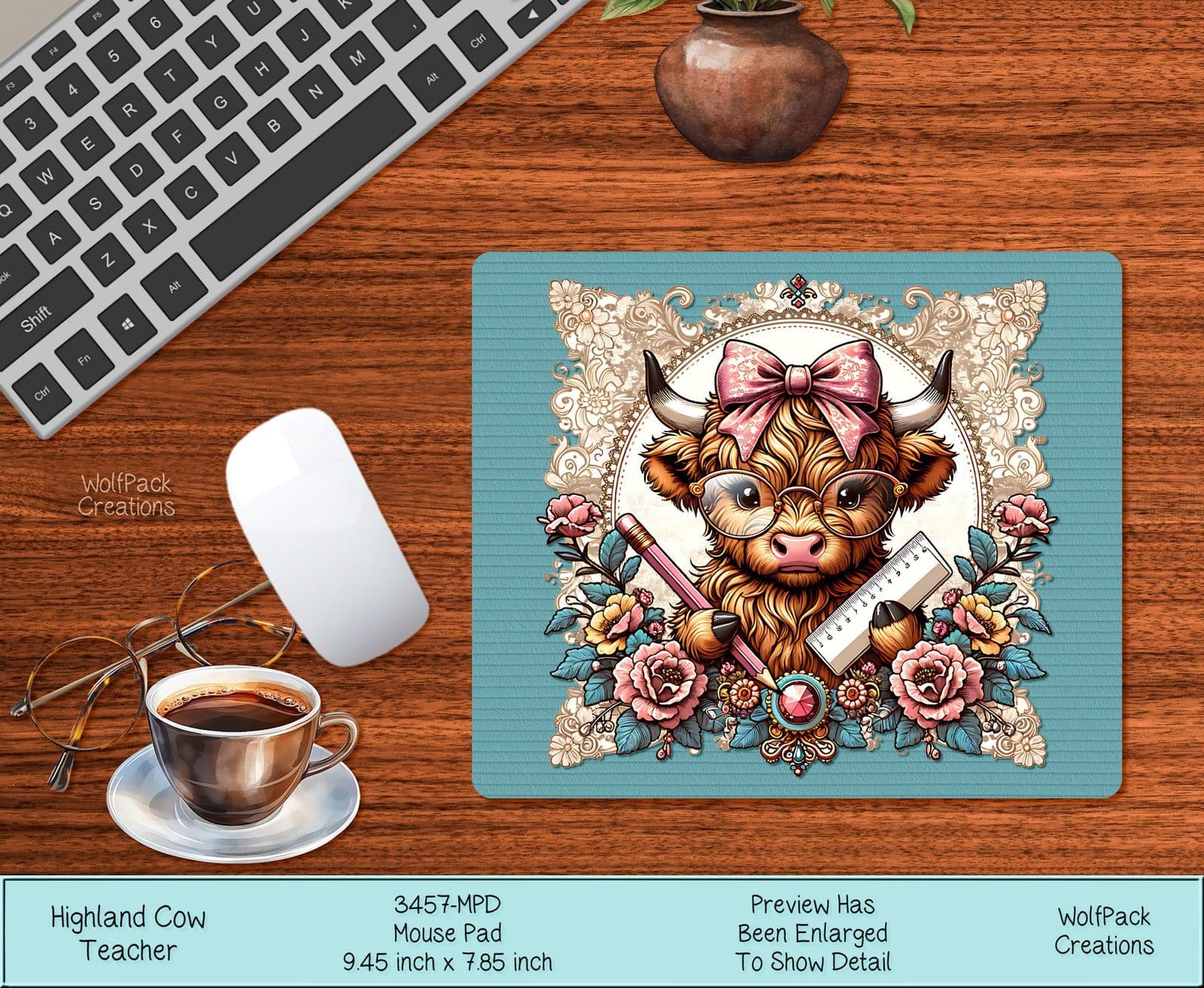Highland Cow Teacher Mousepad
